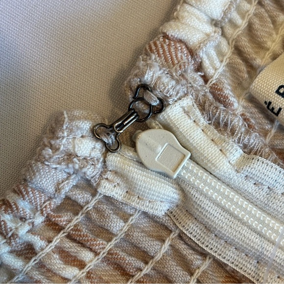 AEROPOSTALE Spaghetti Strap Plaid Mini Dress w/ Slit @ Hem Brown/Cream Sz L - Picture 8 of 14